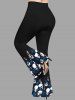Pantalon Évasé à Imprimé Crânes et Roses Grande-Taille - Noir 1X