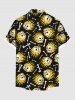 Plus Size Skulls Fire Flame Print Buttons Pocket Hawaii Shirt For Men - Noir XL