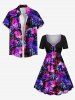 Plus Size Tropical Leaf Hibiscus Flowers Print Cinched Hawaii Dress -  