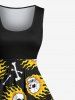 Plus Size Skulls Fire Flame Print 1950s Vintage Hawaii Dress -  