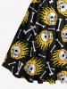 Plus Size Skulls Fire Flame Print 1950s Vintage Hawaii Dress -  