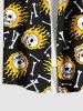 Plus Size Skulls Fire Flame Print Buttons Pocket Hawaii Shirt For Men -  