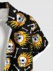Plus Size Skulls Fire Flame Print Buttons Pocket Hawaii Shirt For Men -  