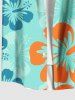 Plus Size Tropical Hibiscus Flowers Print Buttons Pocket Hawaii Shirt For Men -  