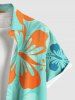 Plus Size Tropical Hibiscus Flowers Print Buttons Pocket Hawaii Shirt For Men -  