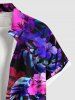Plus Size Tropical Leaf Hibiscus Flowers Print Buttons Pocket Hawaii Shirt For Men -  