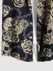 Chemise Décontractée Rose Crâne Imprimés avec Poche de Grande Taille avec Boutons pour Homme - Noir 6XL