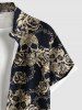 Chemise Décontractée Rose Crâne Imprimés avec Poche de Grande Taille avec Boutons pour Homme - Noir 6XL