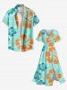 Plus Size Tropical Hibiscus Flowers Print Split Hawaii Midi Dress -  