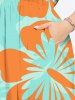 Plus Size Tropical Hibiscus Flowers Print Split Hawaii Midi Dress -  