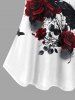 Plus Size Rose Flower Leaf Vine Butterfly Print Cold Shoulder Cami T-shirt -  