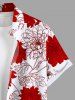 Plus Size Floral Leaves Print Hawaii Button Pocket Shirt For Men -  