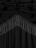 T-shirt grande taille à imprimé lune et étoiles, empiècement en maille, manches cloche, chaîne froncée et pompon - Noir L | US 12