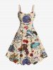 Short de Plage Rétro Grande Taille Imprimé Crânien Floral - café lumière 