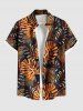 Costume de Plage Grande Taille Imprimé à Feuilles Tropicales - café 