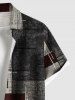Chemise à Imprimé Graphique Géométrique avec Poches Style Rétro et Boutons Grande-Taille pour Hommes - Gris M