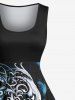 Plus Size Floral Pattern Skull Print Hawaii 1950s Vintage Dress -  