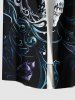 Plus Size Floral Pattern Skull Print Buttons Pocket Hawaii Shirt For Men -  