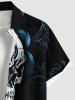 Plus Size Floral Pattern Skull Print Buttons Pocket Hawaii Shirt For Men -  