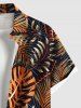Chemise Imprimé Feuilles Tropicales à Boutons Grande Taille avec Poche pour Homme - café M