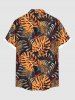 Plus Size Tropical Leaf Print Buttons Pocket Hawaii Shirt For Men -  
