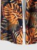 Plus Size Tropical Leaf Print Buttons Pocket Hawaii Shirt For Men -  