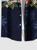 Chemise Motif Arbre de Noix de Coco et Fleurs Tropicales avec Poche Grande Taille pour Hommes - Bleu profond M