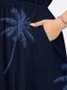 Plus Size Coconut Tree Car Tropical Flowers Surfboard Print Split Hawaii Midi Dress -  