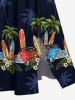 Robe Cache-Coeur Mi-longue Imprimé Arbre Florale Tropicale Grande Taille - Bleu profond 1X
