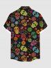 Plus Size Floral Skulls Heart Print Buttons Pocket Hawaii Shirt For Men -  