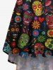 Plus Size Floral Skulls Heart Print High Low Hawaii Cami Dress -  