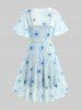 Plus Size Flutter Sleeves Floral Dress and Lace-up A Line Cami Dress Set -  