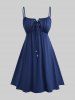 Plus Size Flutter Sleeves Floral Dress and Lace-up A Line Cami Dress Set -  