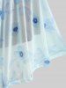 Plus Size Flutter Sleeves Floral Dress and Lace-up A Line Cami Dress Set -  