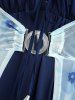 Ensemble robe fleurie à manches flottantes et robe caraco trapèze à lacets grande taille - Bleu profond 3X | US 22-24