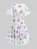 Plus Size Flutter Sleeves Floral Dress and Lace-up A Line Cami Dress Set -  