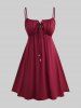 Plus Size Flutter Sleeves Floral Dress and Lace-up A Line Cami Dress Set -  