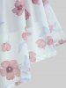 Plus Size Flutter Sleeves Floral Dress and Lace-up A Line Cami Dress Set -  