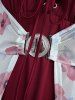 Plus Size Flutter Sleeves Floral Dress and Lace-up A Line Cami Dress Set -  