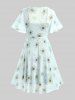 Plus Size Flutter Sleeves Floral Dress and Lace-up A Line Cami Dress Set -  