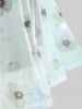 Plus Size Flutter Sleeves Floral Dress and Lace-up A Line Cami Dress Set -  