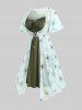 Plus Size Flutter Sleeves Floral Dress and Lace-up A Line Cami Dress Set -  