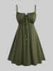 Plus Size Flutter Sleeves Floral Dress and Lace-up A Line Cami Dress Set -  