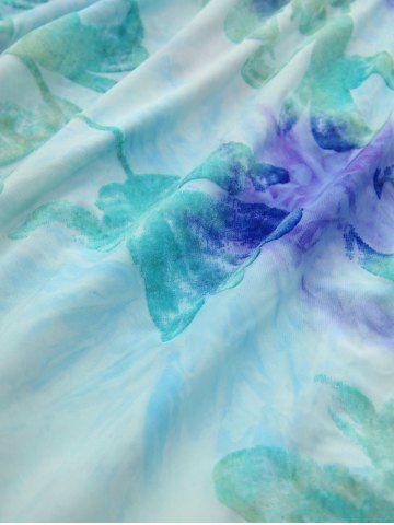 Plus Size Tie Dye Print Floral Flocking Surplice Handkerchief Cami Top