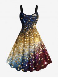 Plus Size Glitter Galaxy Sequins Print Hawaii A Line Tank Dress -  