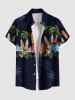 Tenue de Plage à Imprimé Cocotiers et Fleurs Tropicales Grande-Taille - Bleu profond 