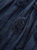 Hollow Out Rose Appliques Asymetrical Top and Scalloped Tassel Flare Pants Plus Size Outfit -  
