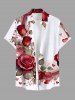 Rose Flower Leaf Heart Print Plus Size Matching Hawaii Beach Outfit For Couples -  