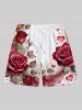 Rose Flower Leaf Heart Print Plus Size Matching Hawaii Beach Outfit For Couples -  