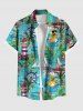 Tour de guet de gouvernail, bateau, canard cool, imprimé feuilles tropicales, grande taille, tenue de plage de croisière hawaïenne assortie pour couples - Vert 